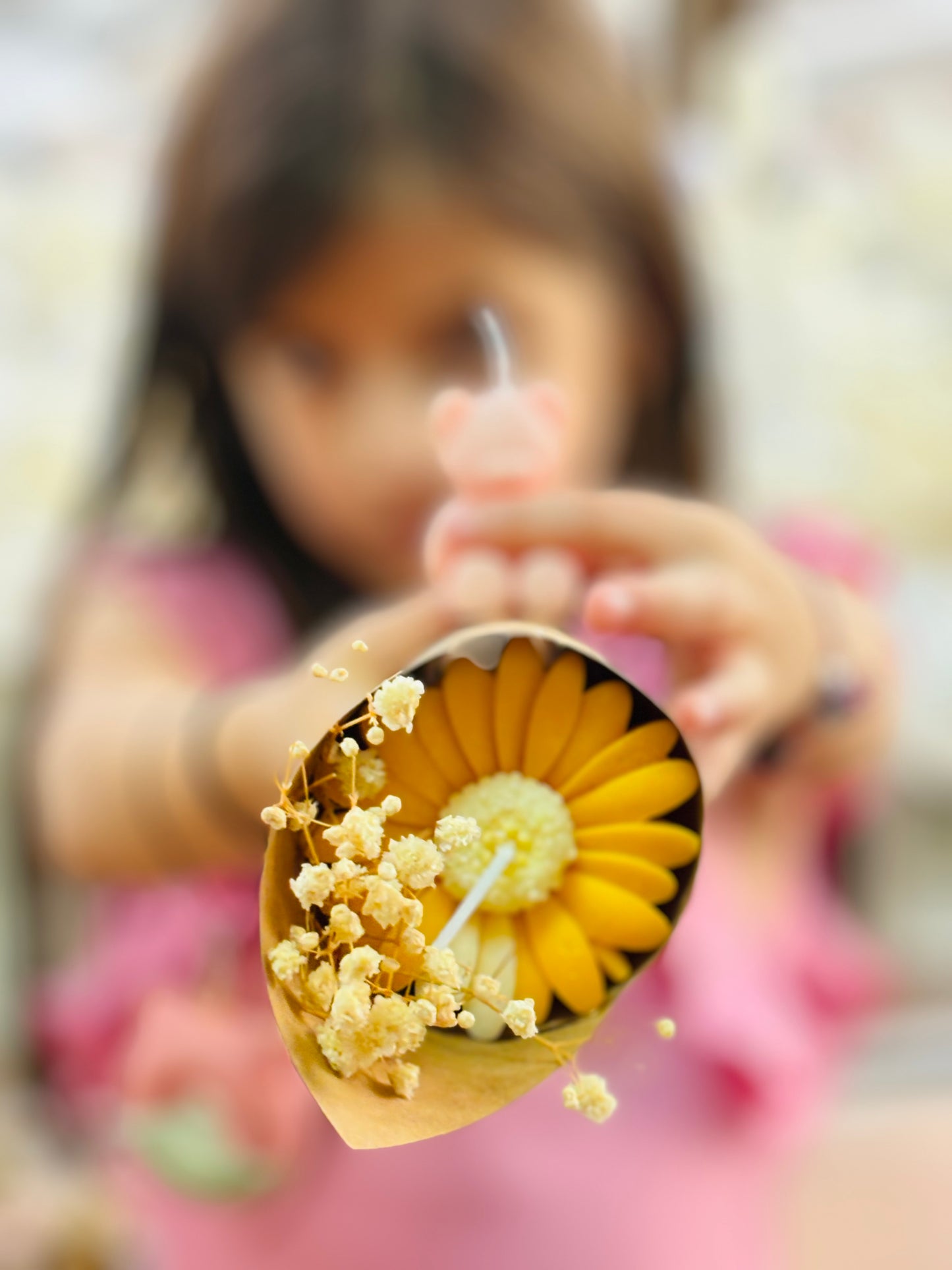 Pack 12 velas margaritas + tarjeta personalizada y lazo