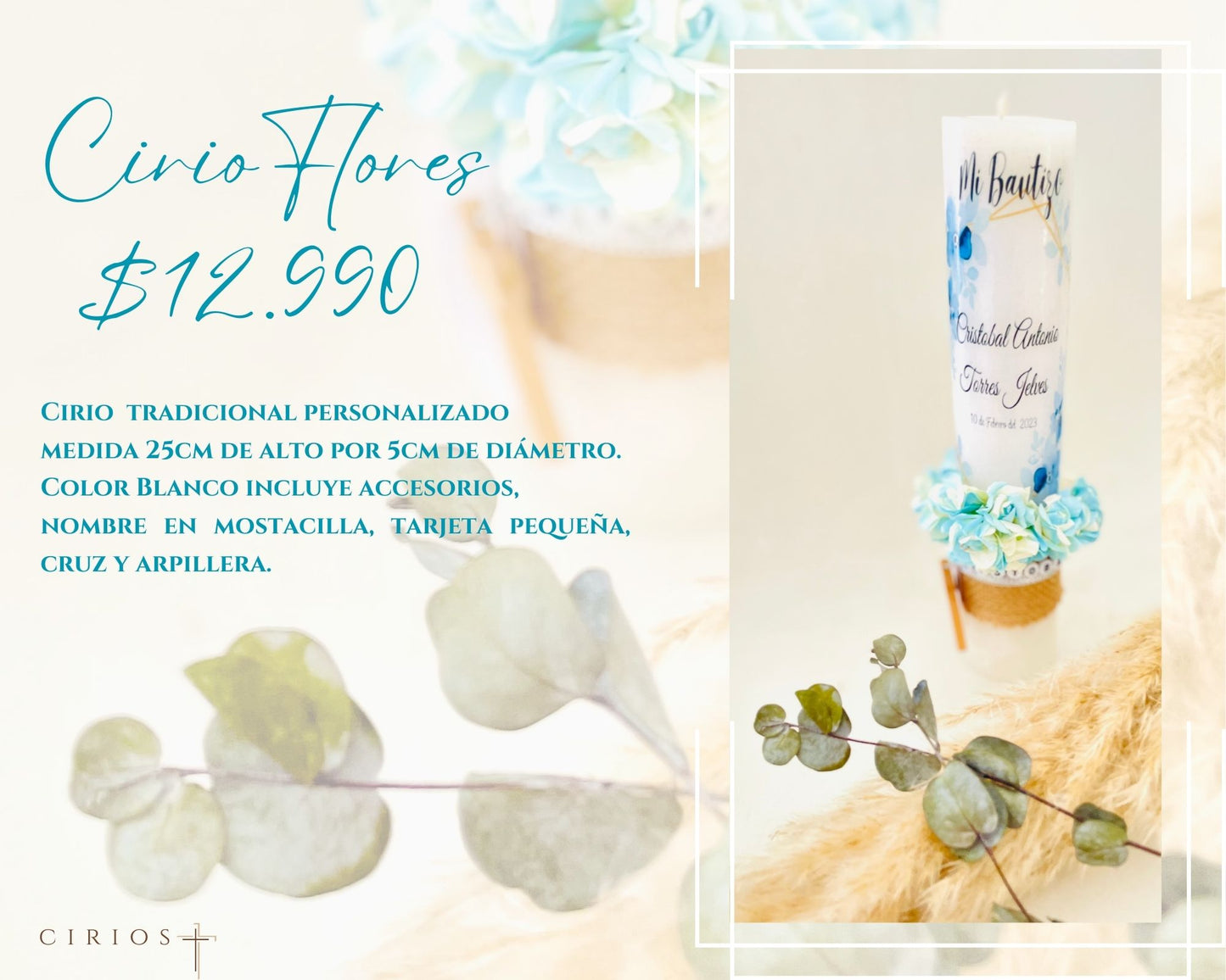 Cirio Ceremonia Bautizo Personalizada