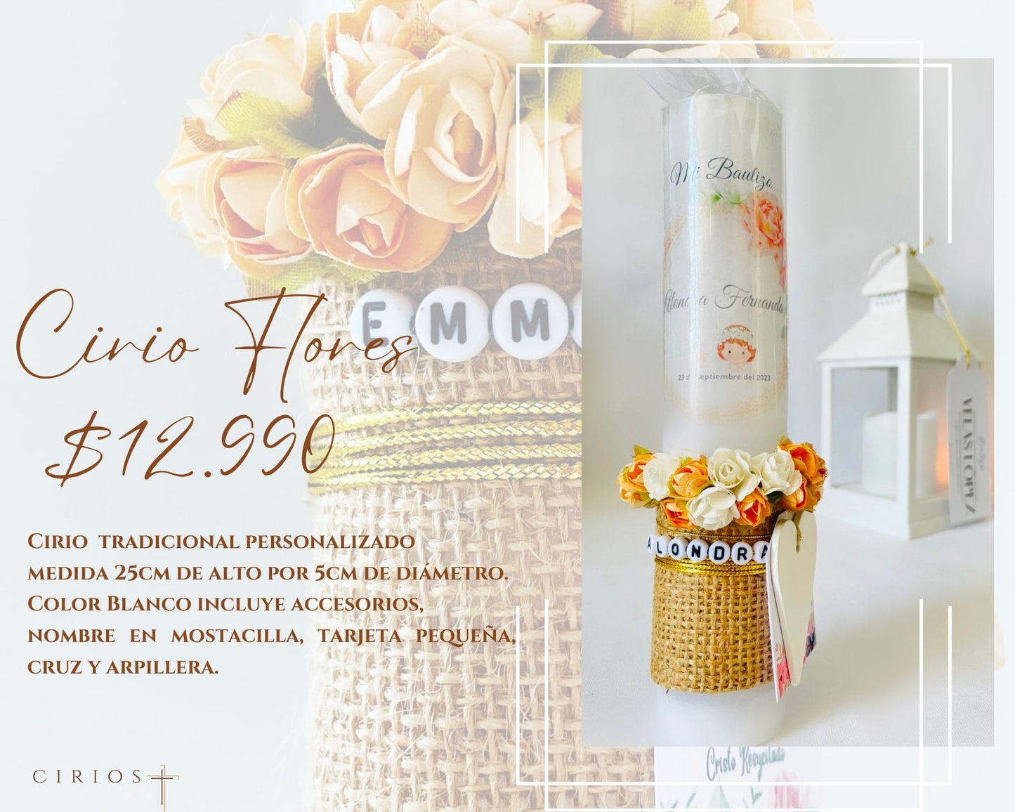 Cirio Ceremonia Bautizo Personalizada