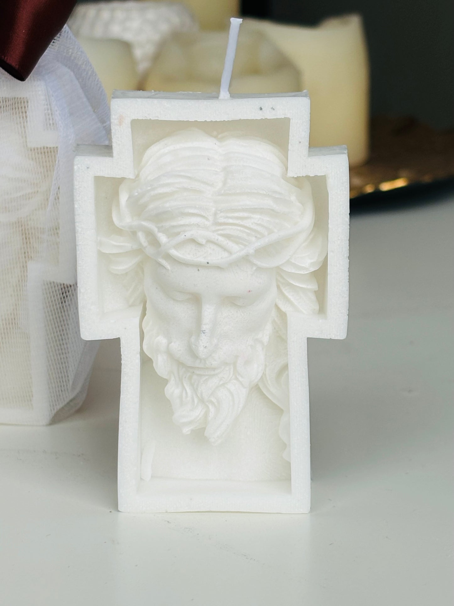 Cristo crucificado vela + tarjeta personalizada