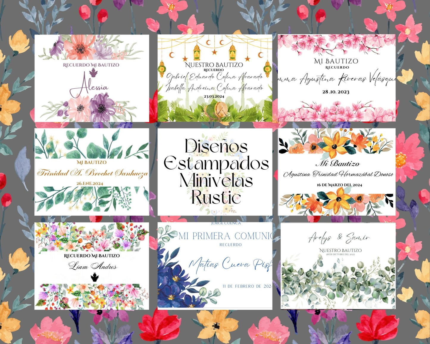 Pack 12 Mini Velitas Rustic Primera Comunión