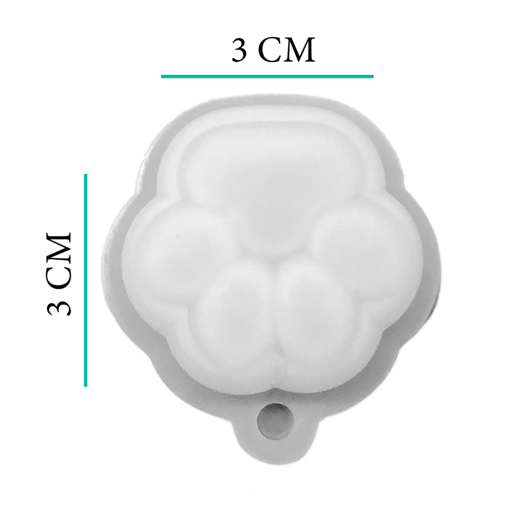 MOLDE SILICONA PATITA GATO PERRO LLAVERO MINI VELA 3CM