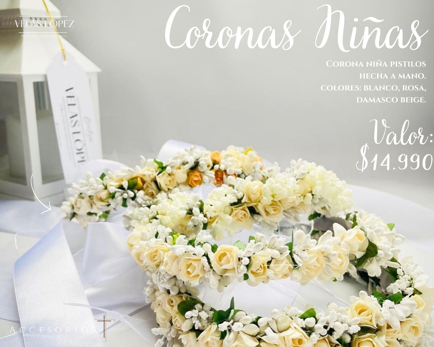 Corona niña Pistilos Bautizo o Primera Comunión
