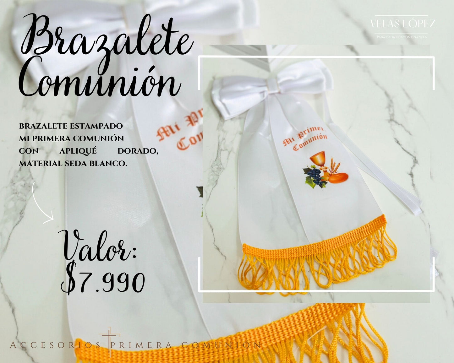 Pack cirio porcelana Primera Comunión + Corona Niña + Brazalete