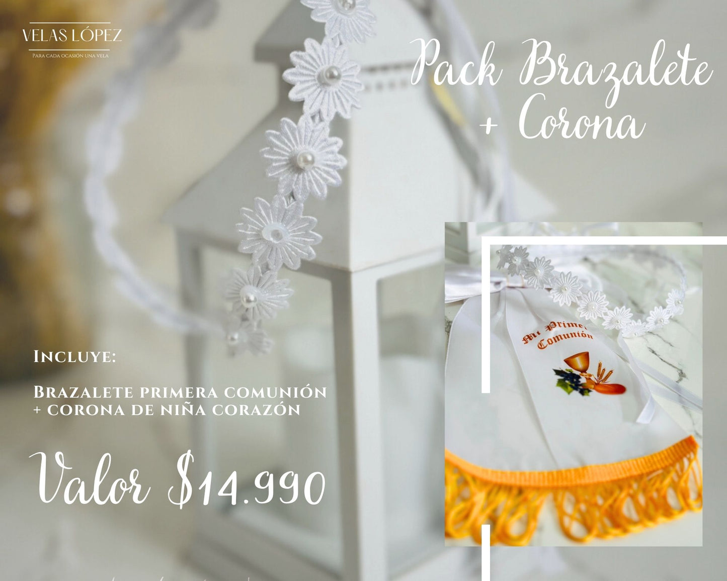 Pack Brazalete Primera comunión + Corona niña