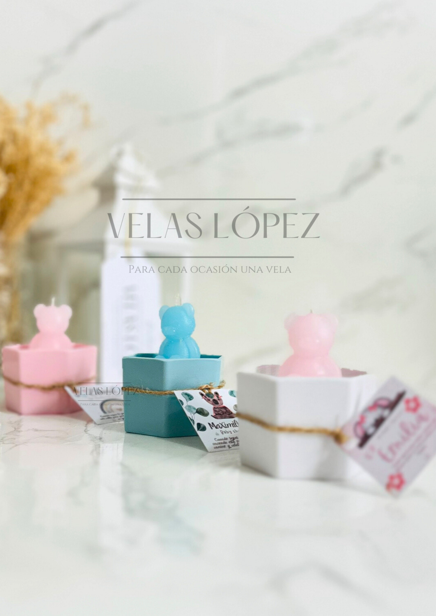 Macetas osos souvenir vela colores