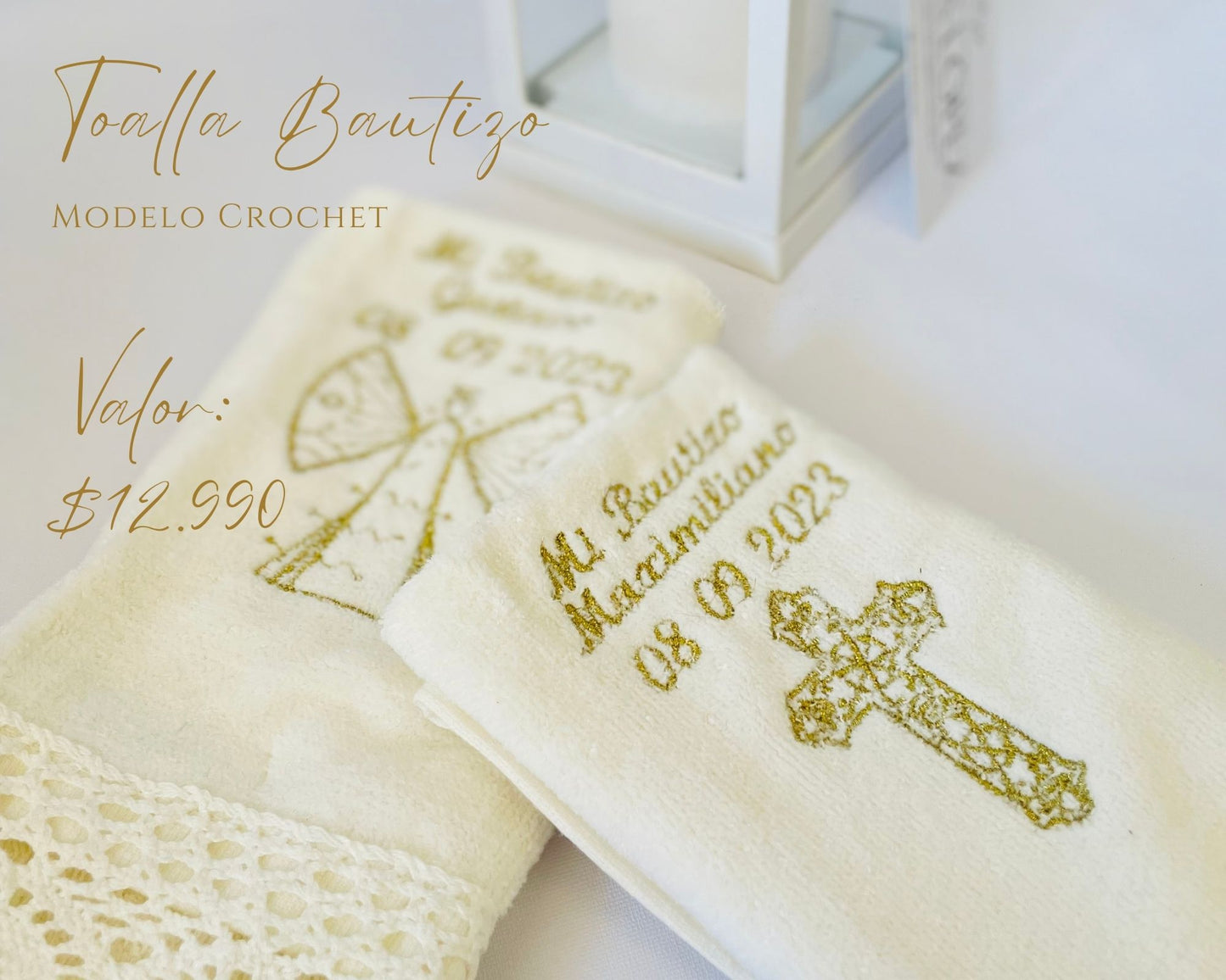 Toalla Bautizo Modelo Crochet