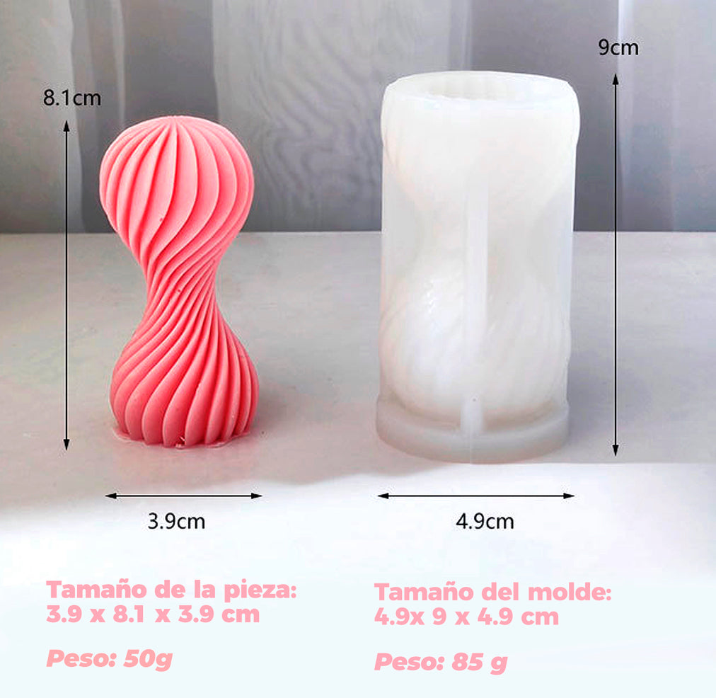 MOLDE DE SILICIONA VELAS PARAFINA CERA JABON COLUMNA ESPIRAL