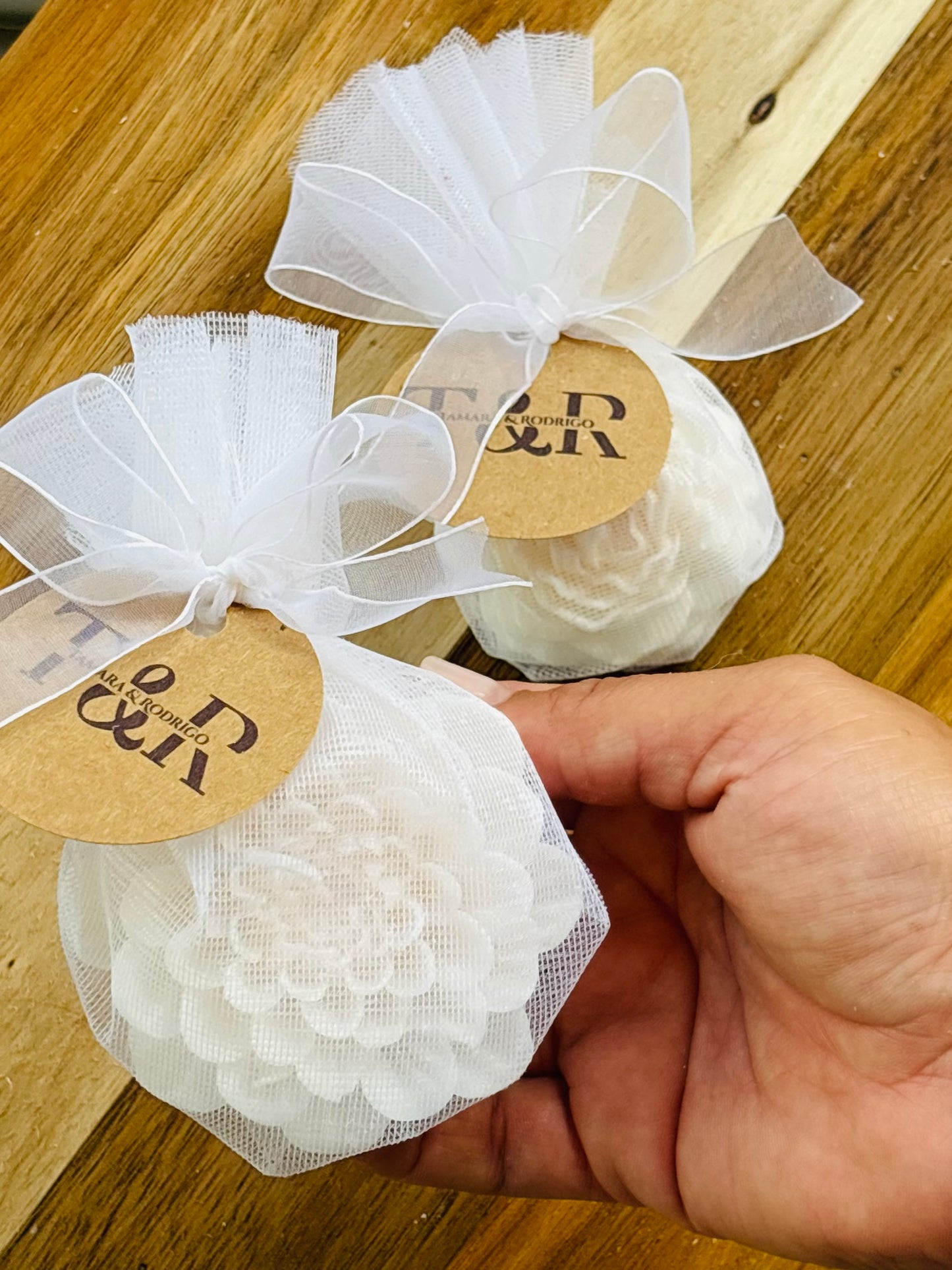 Vela flor de loto + tull y tarjeta