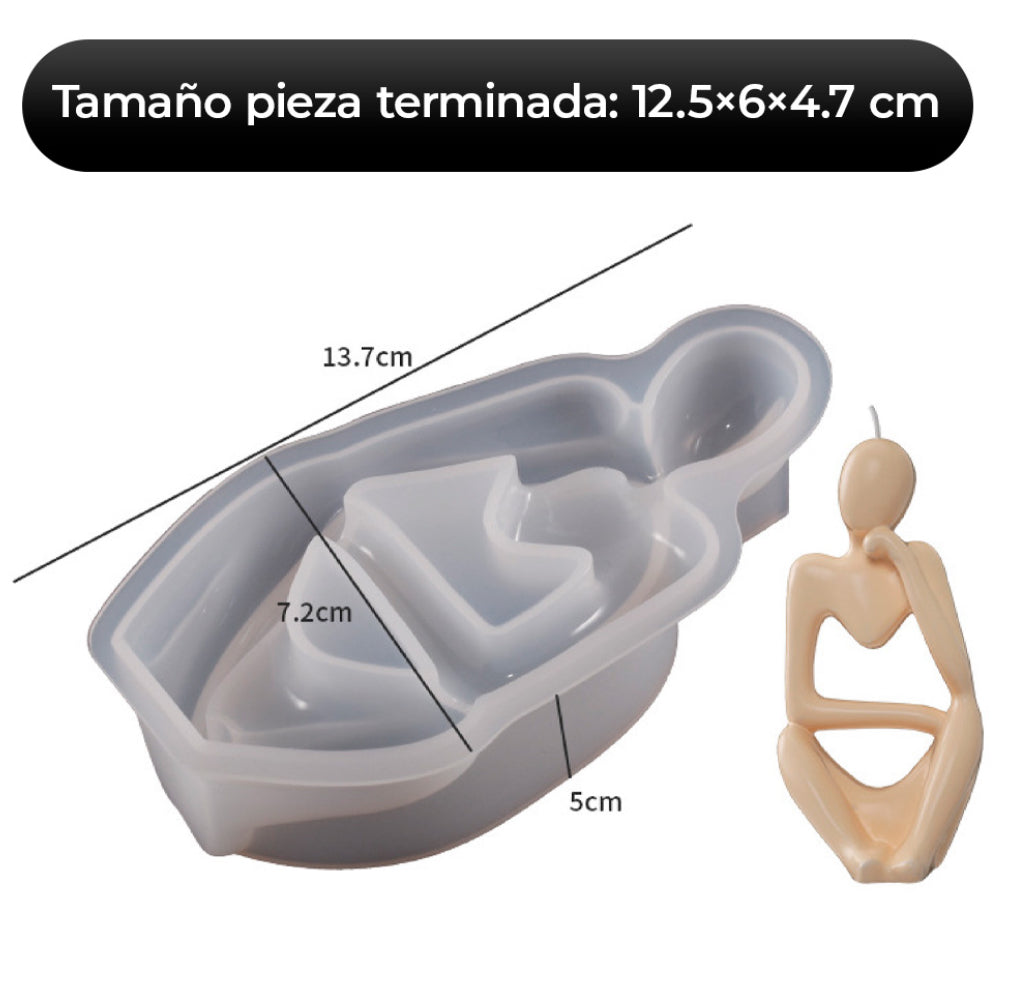 MOLDE DE SILICONA CON FORMA DE PENSADOR PARA VELAS 3D DIY