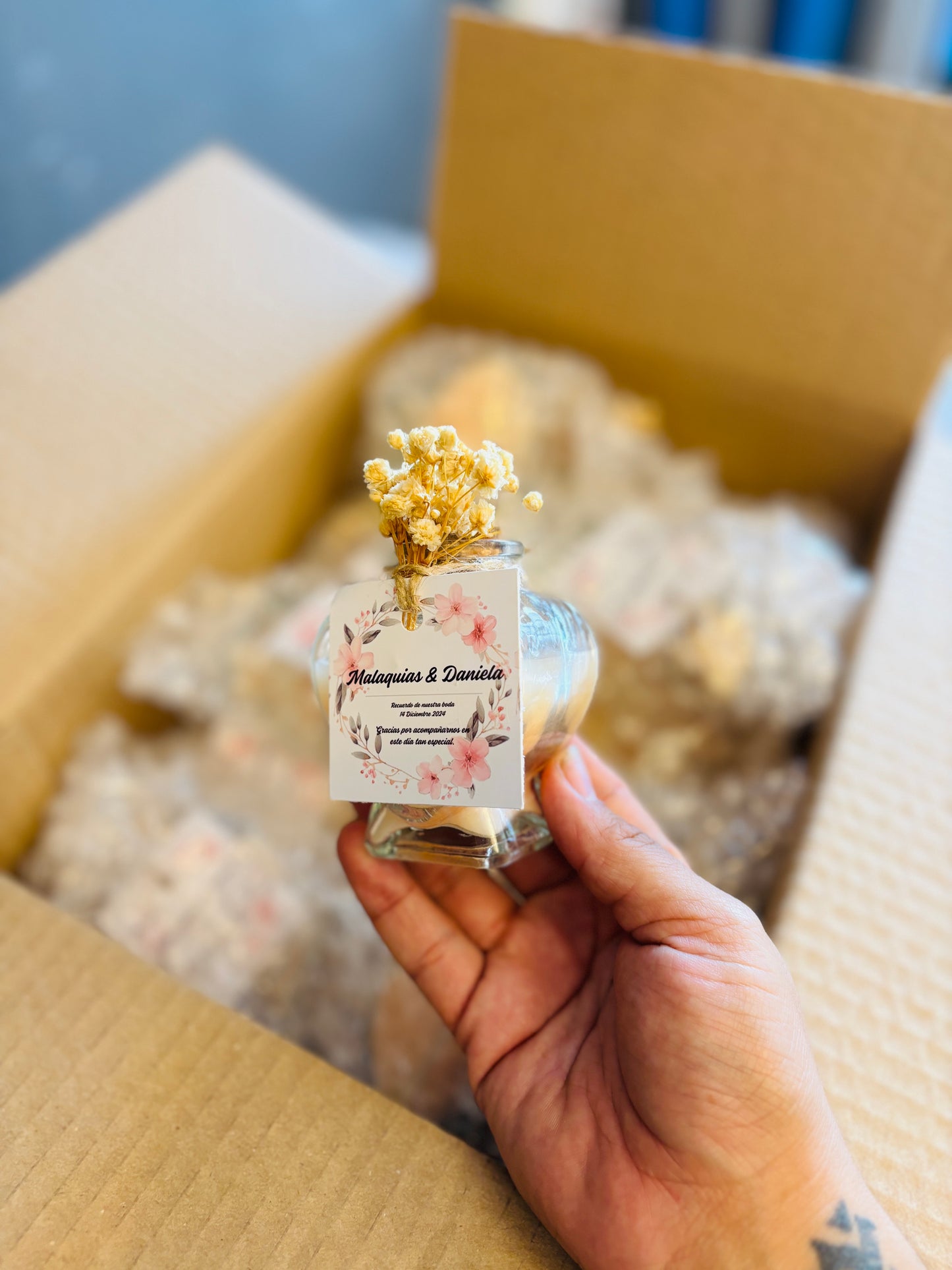 Pack 50 Mini Velas corazón Personalizadas
