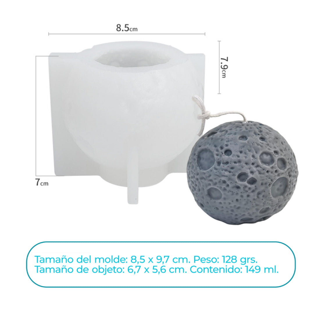 MOLDE DE SILICONA PARA VELAS ESFERA LUNA 3D