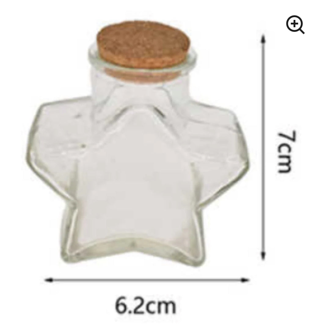 Frasco De Vidrio Con Tapa De Corcho Forma Estrella 80ML
