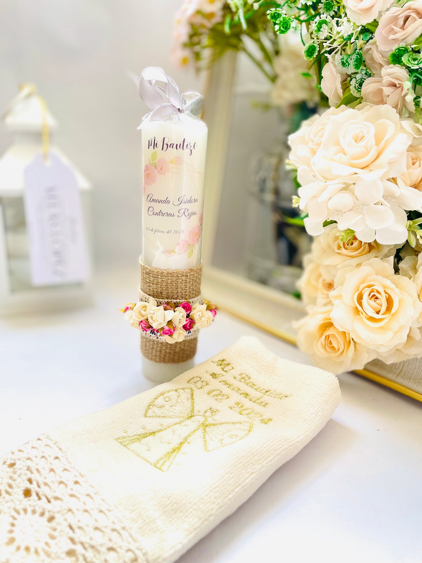 Pack Bautizo Cirio + Toalla bordada