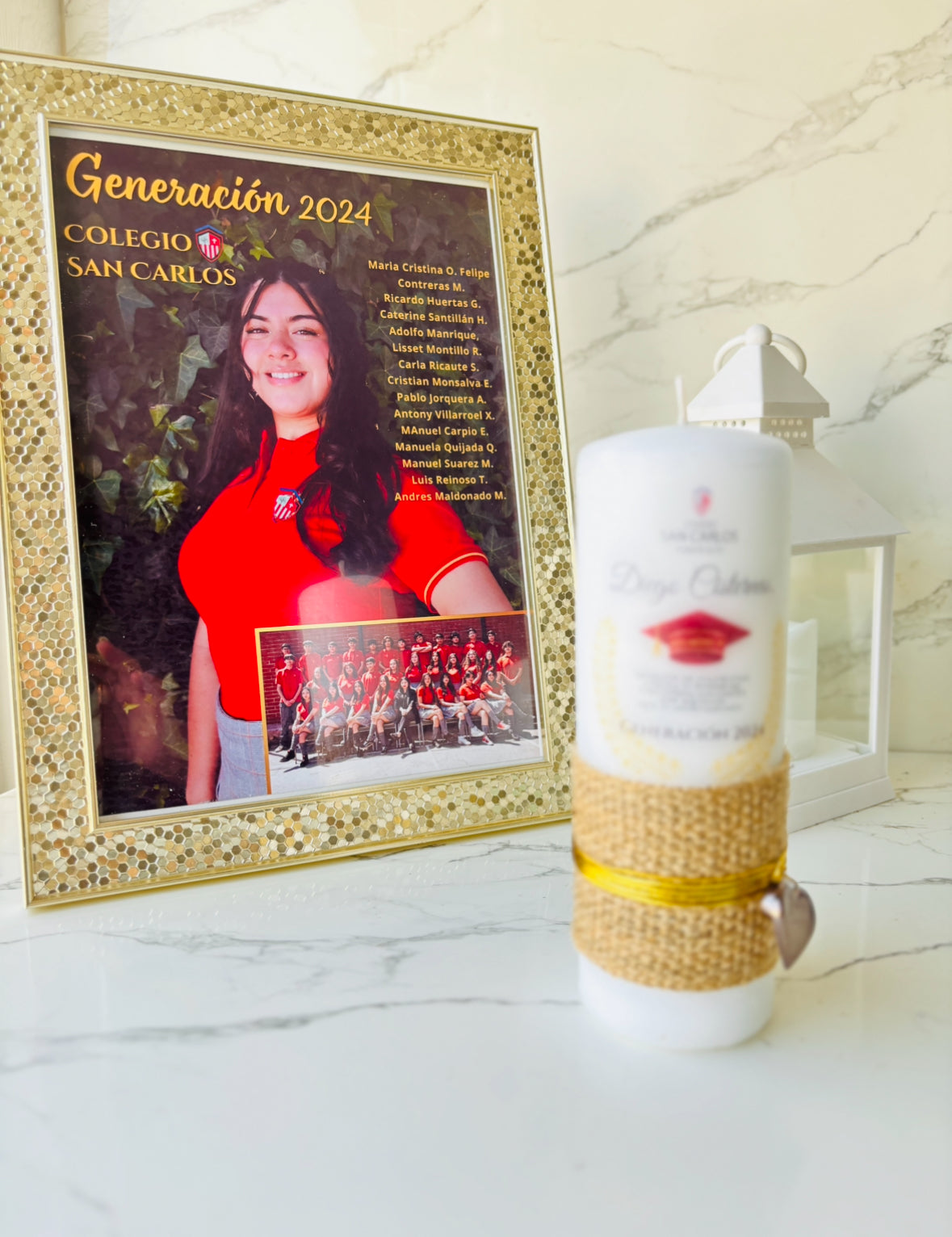 Pack cuadro graduación + Cirio graduación porcelana