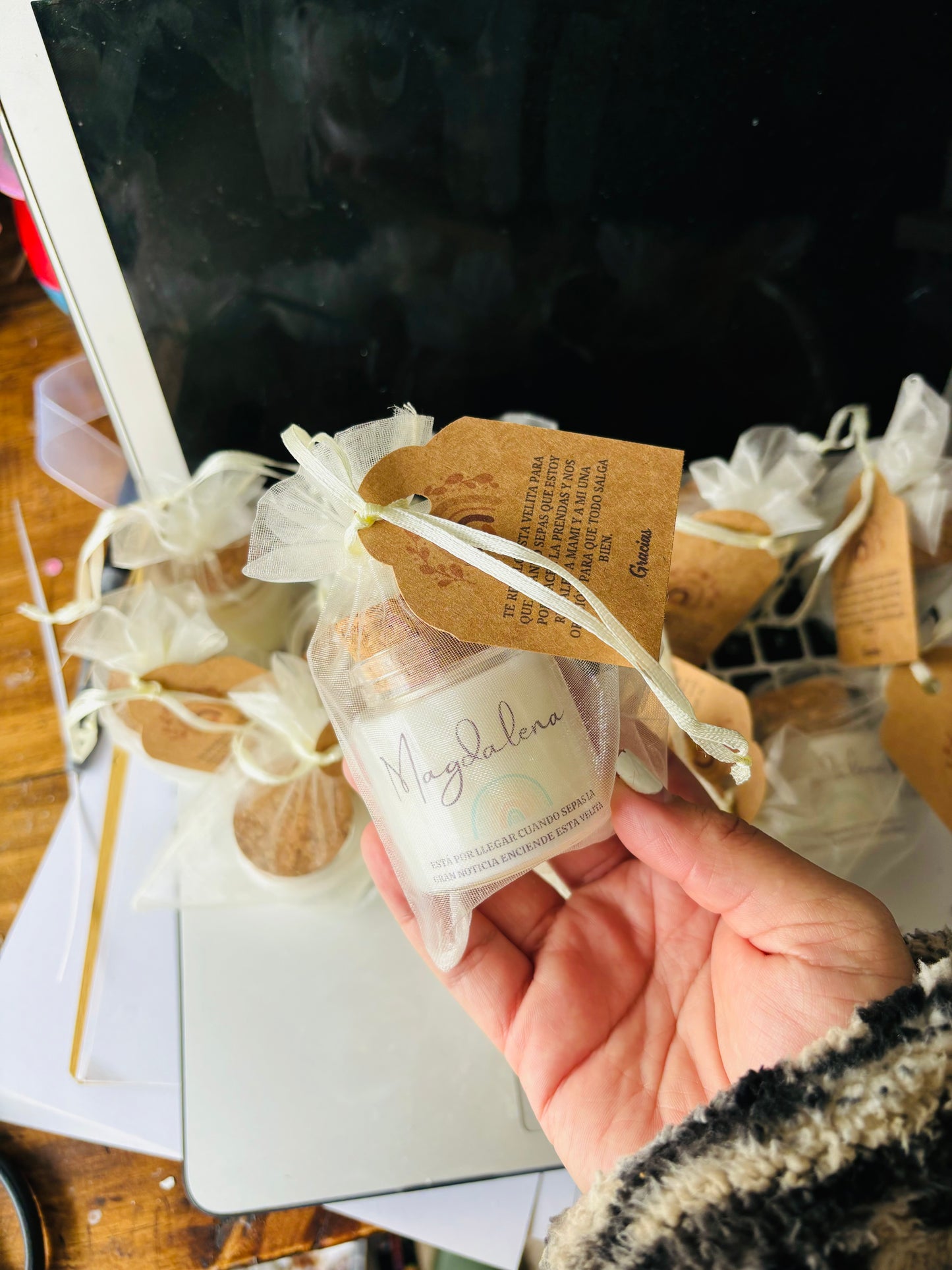 Vela 50 gramos + bolsa + tarjeta personalizada