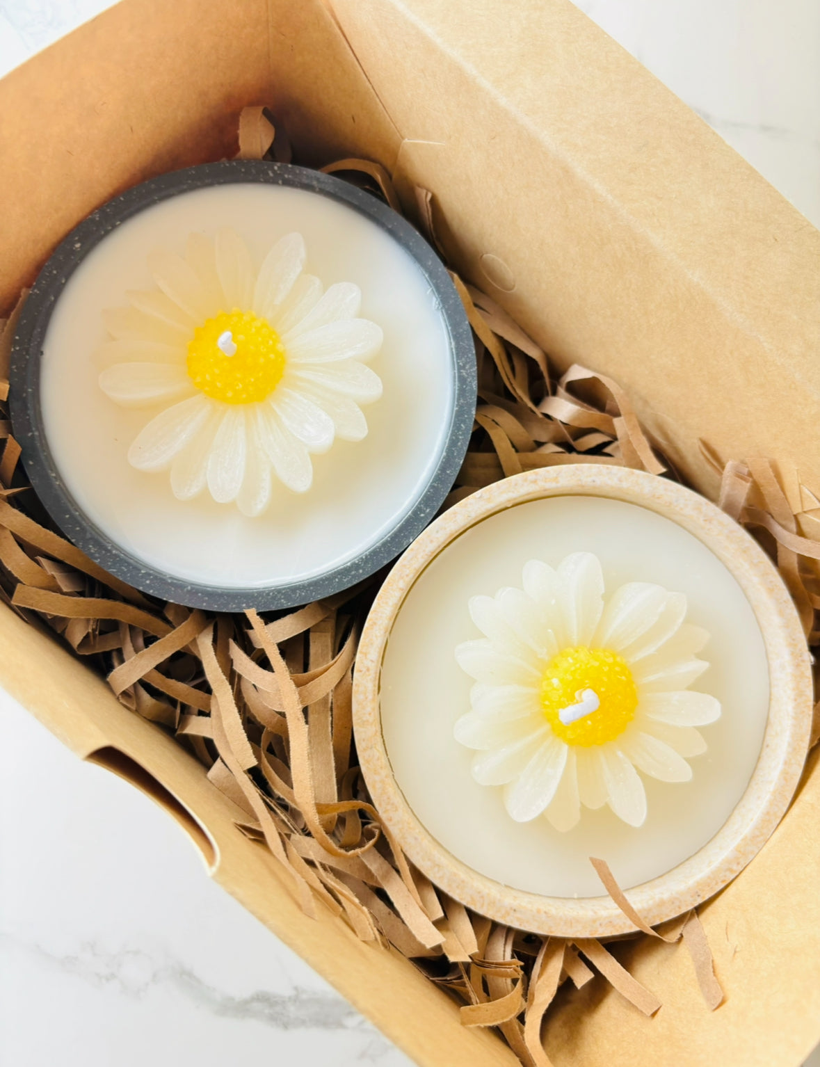 PACK DOS VELAS CERA DE COCO MARGARITA AROMA VAINILLA EN CUENCO