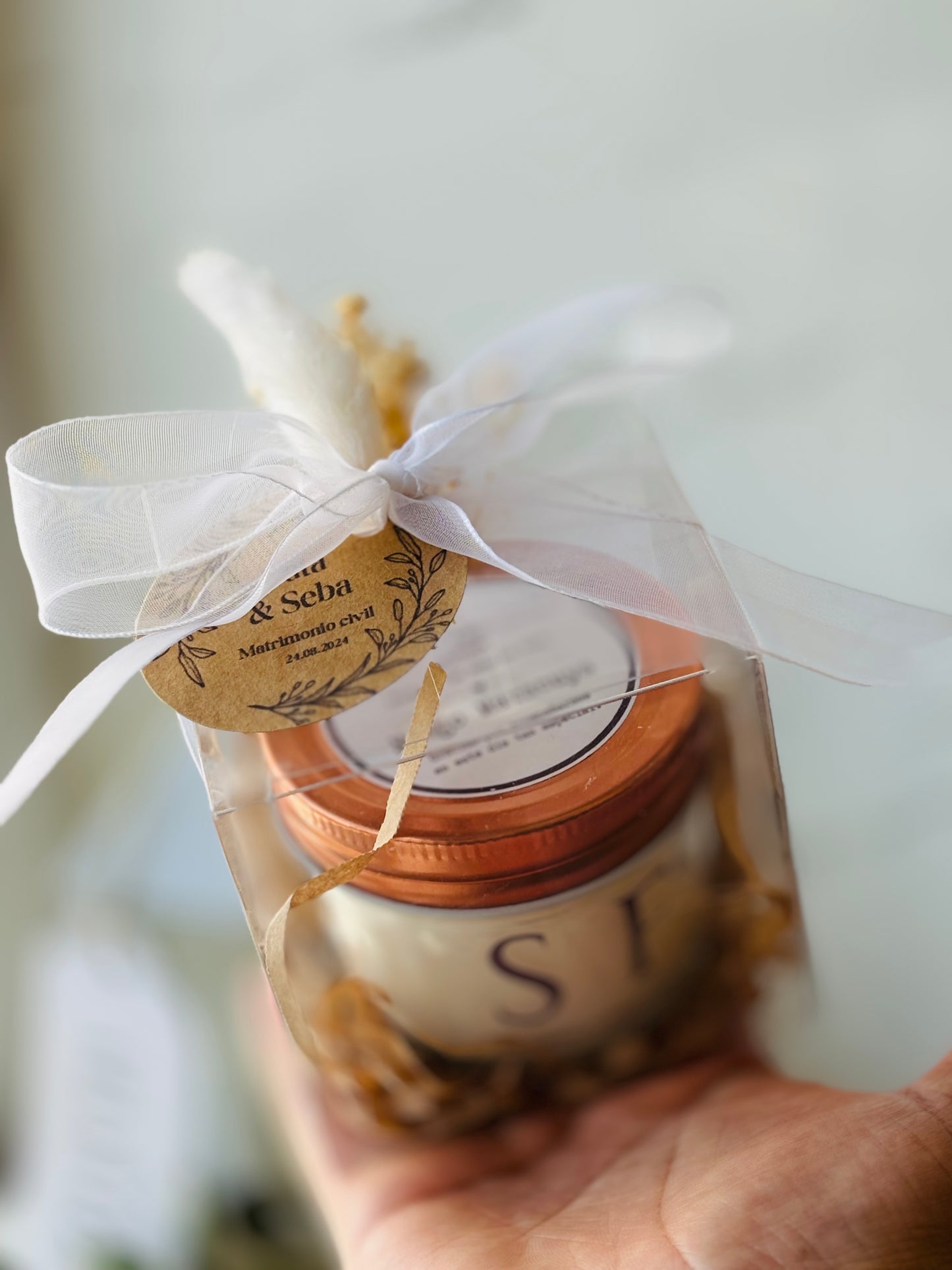 Vela souvenir matrimonio 200 gramos + personalización
