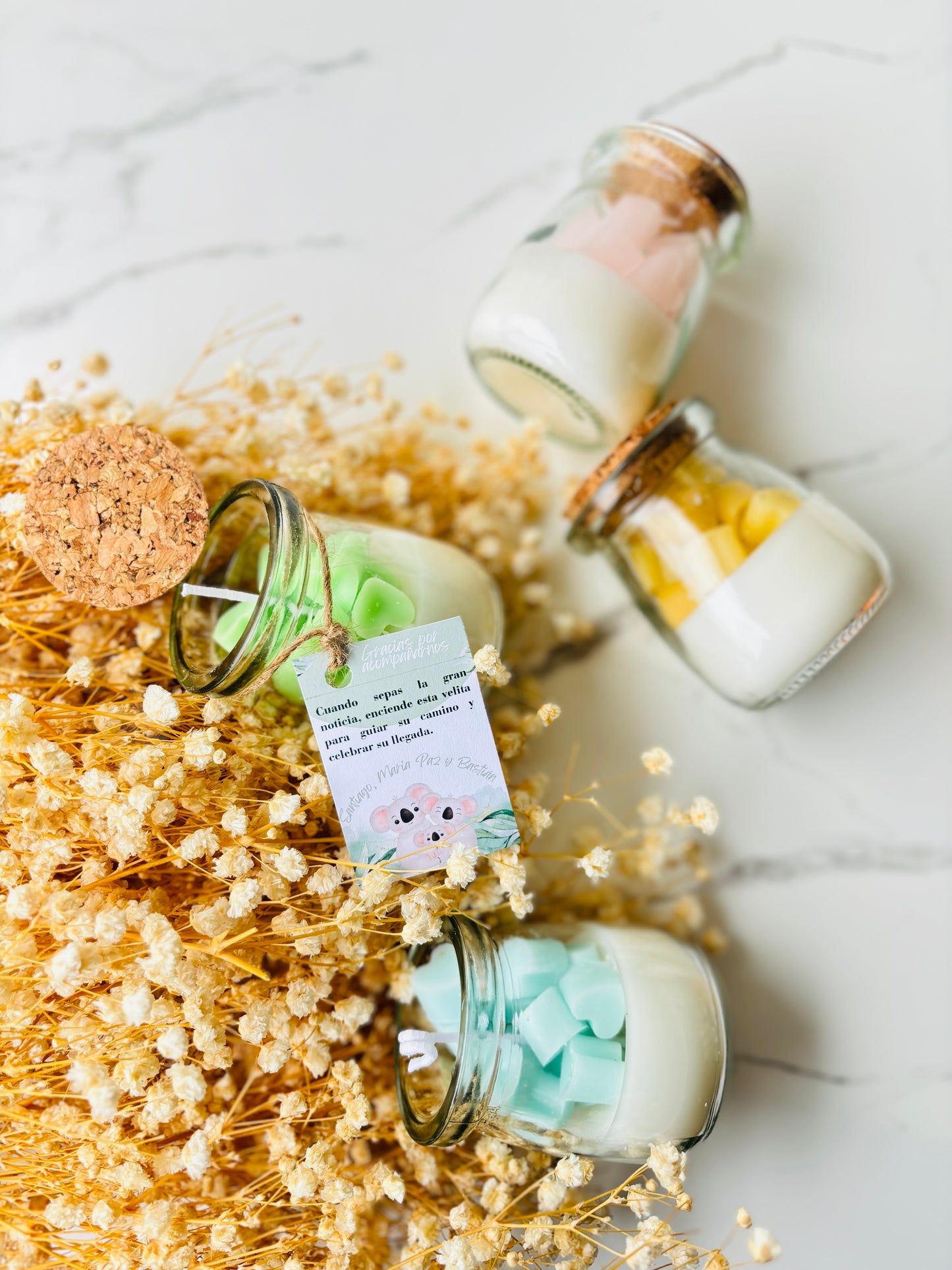 Vela arcoíris baby shower souvenir 150 gramos