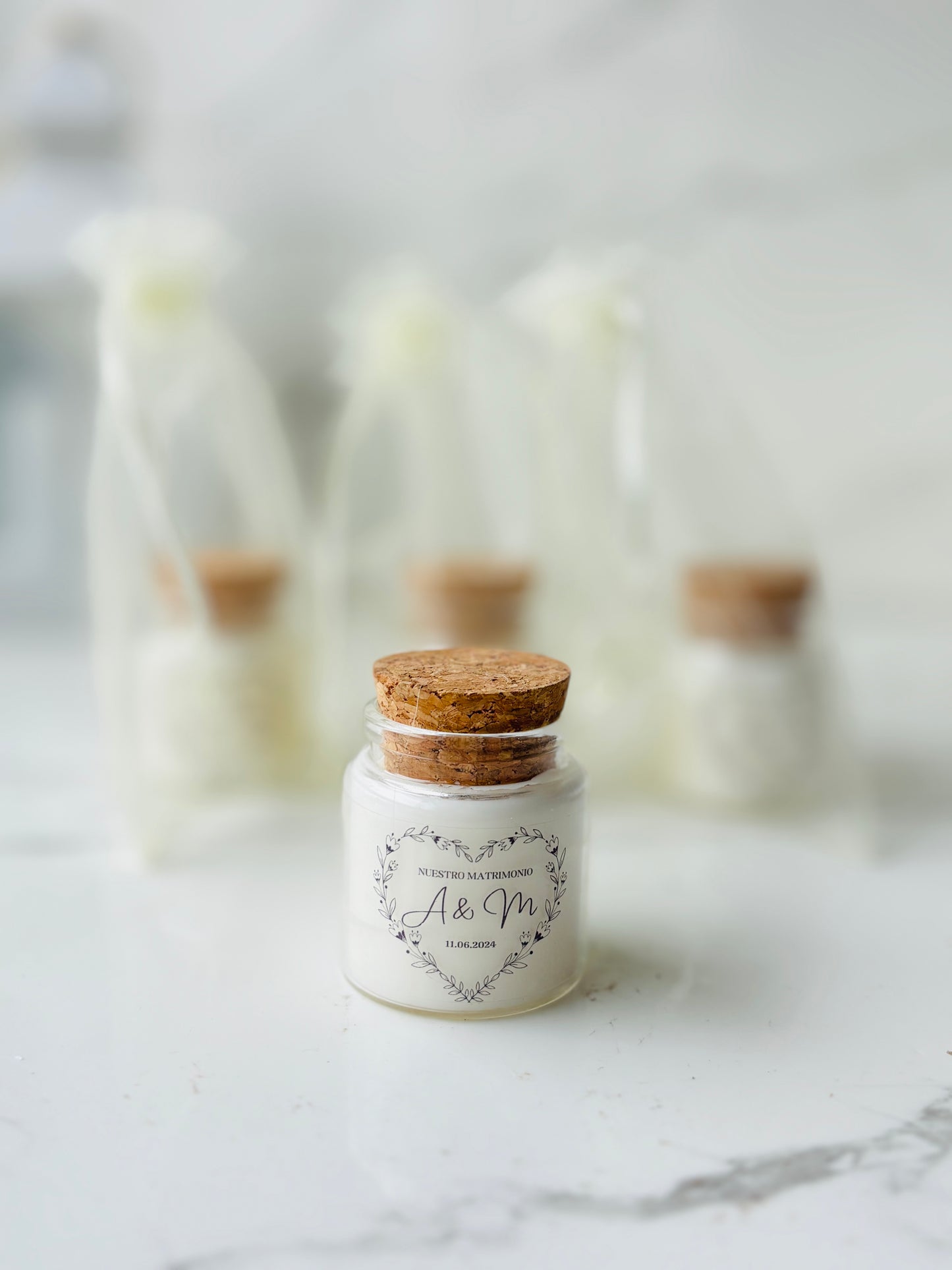 Souvenir soja 50 gramos matrimonio + bolsa organza