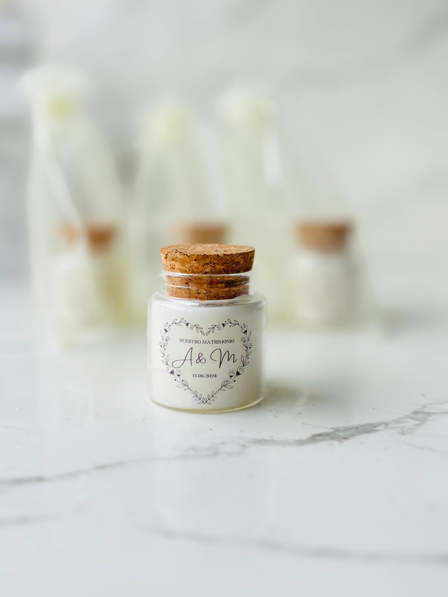 Souvenir soja 50 gramos matrimonio + bolsa organza