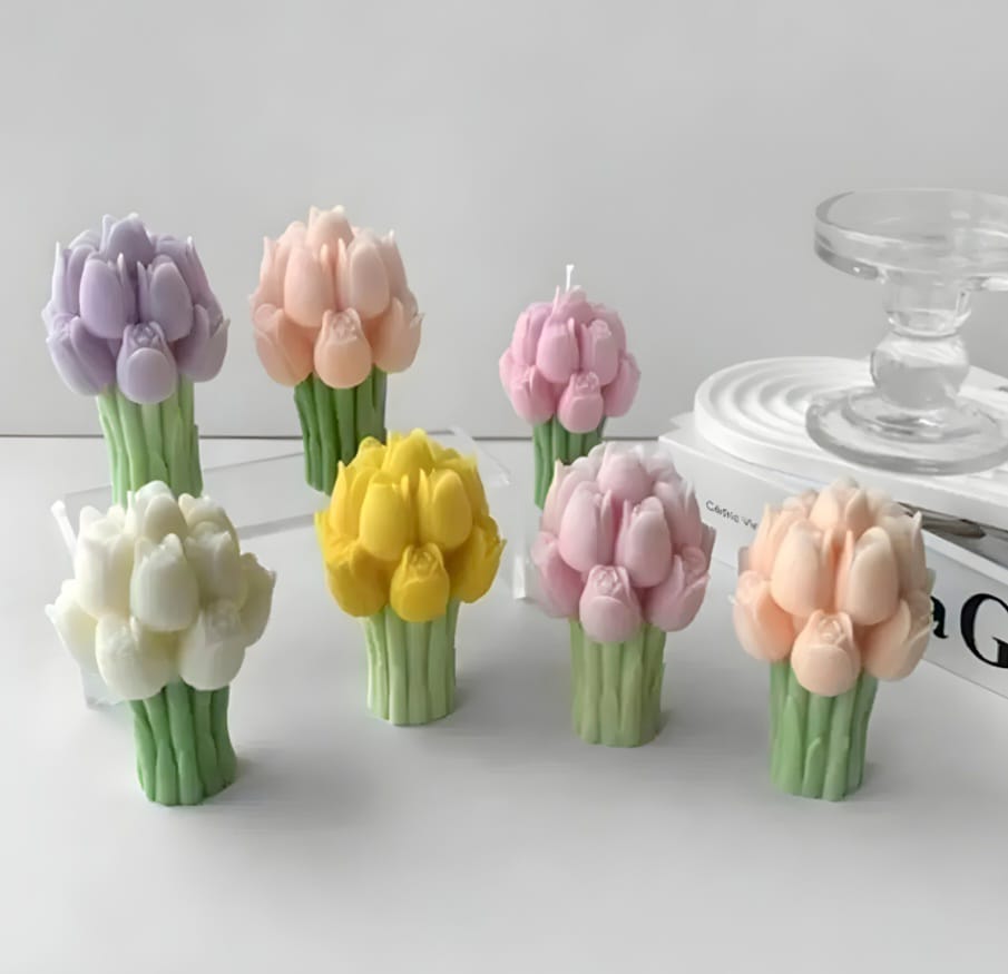 Molde de Silicona Ramo Tulipan Tulipanes Aromaterapia Velas