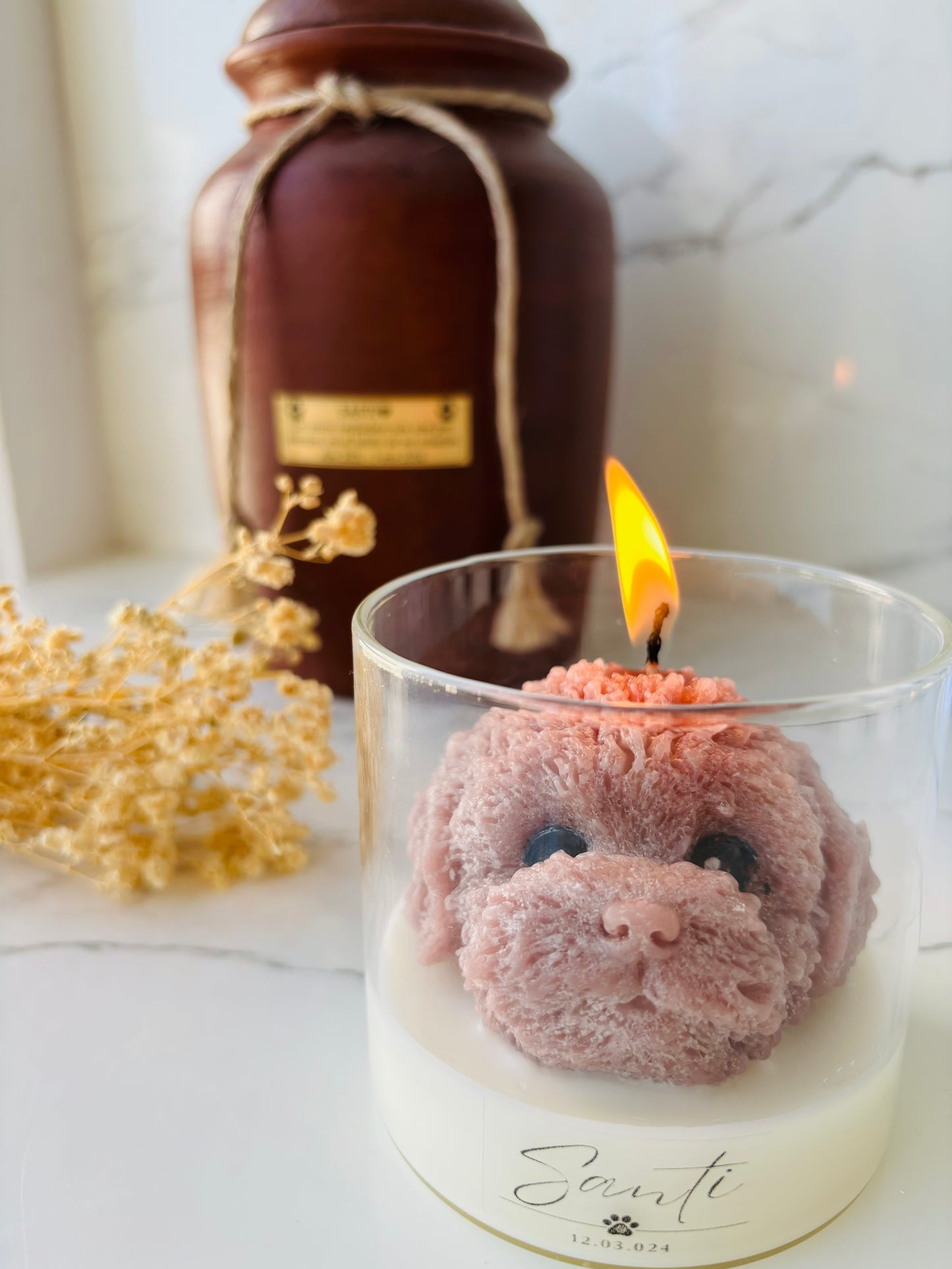 Vela Soya Conmemorativa Mascota Santi Pet