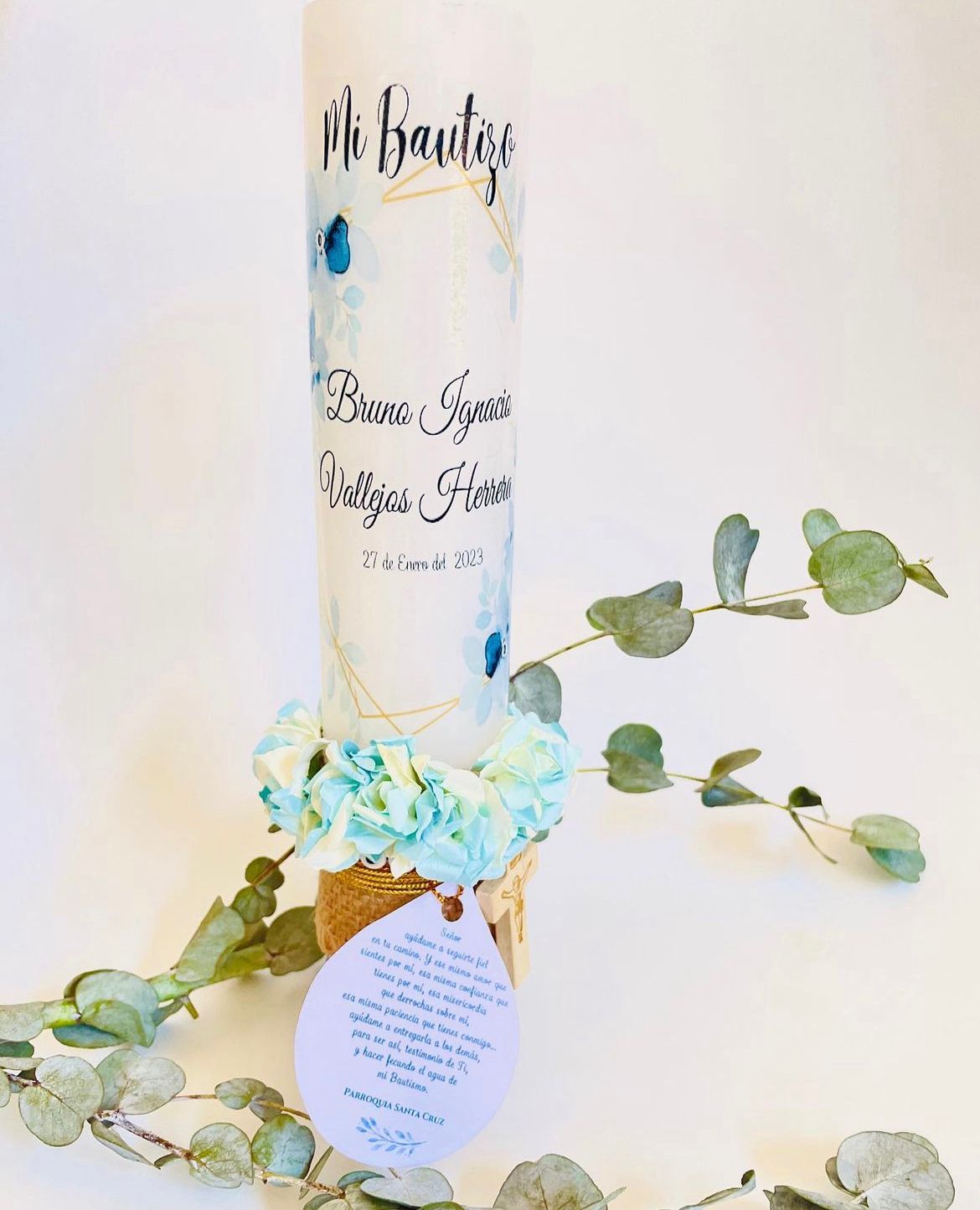 Cirio Ceremonia Bautizo flores