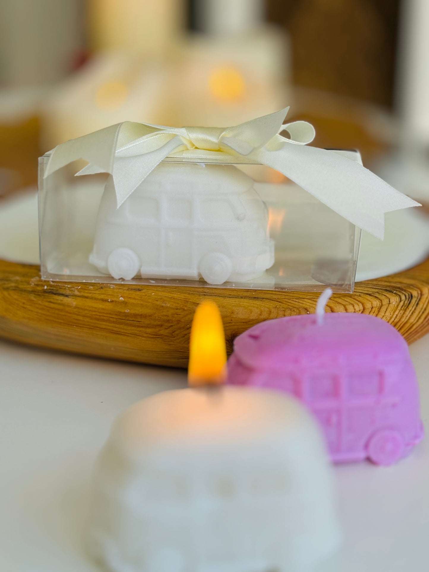 Vela combi + caja acetato + tarjeta personalizada (aromática)