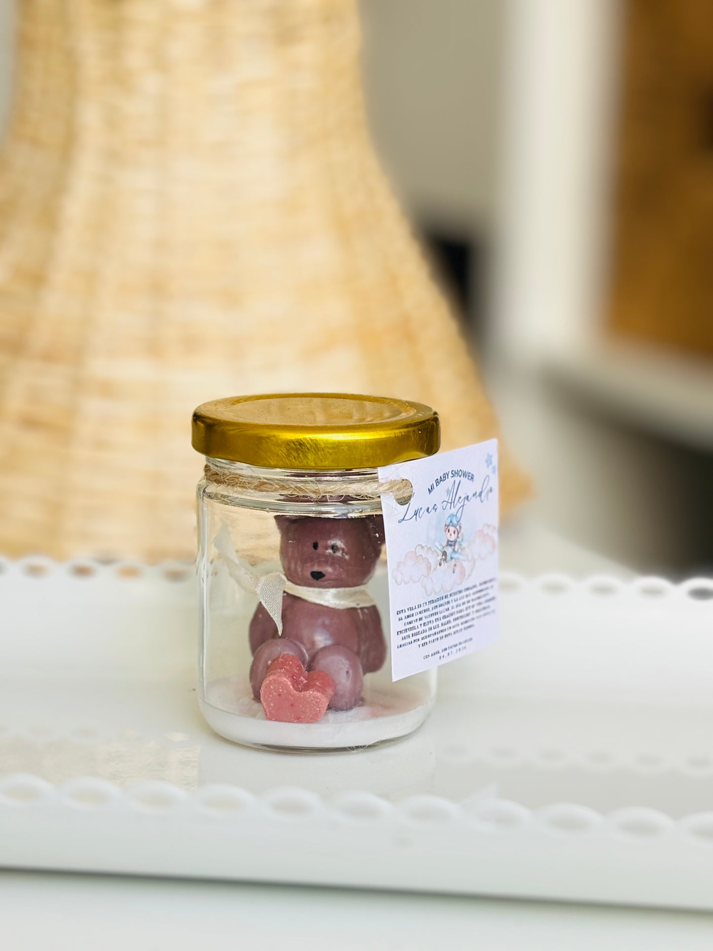 PACK 12 VELAS AROMATICAS OSITO CORAZÓN EN FRASCO TAPA METAL