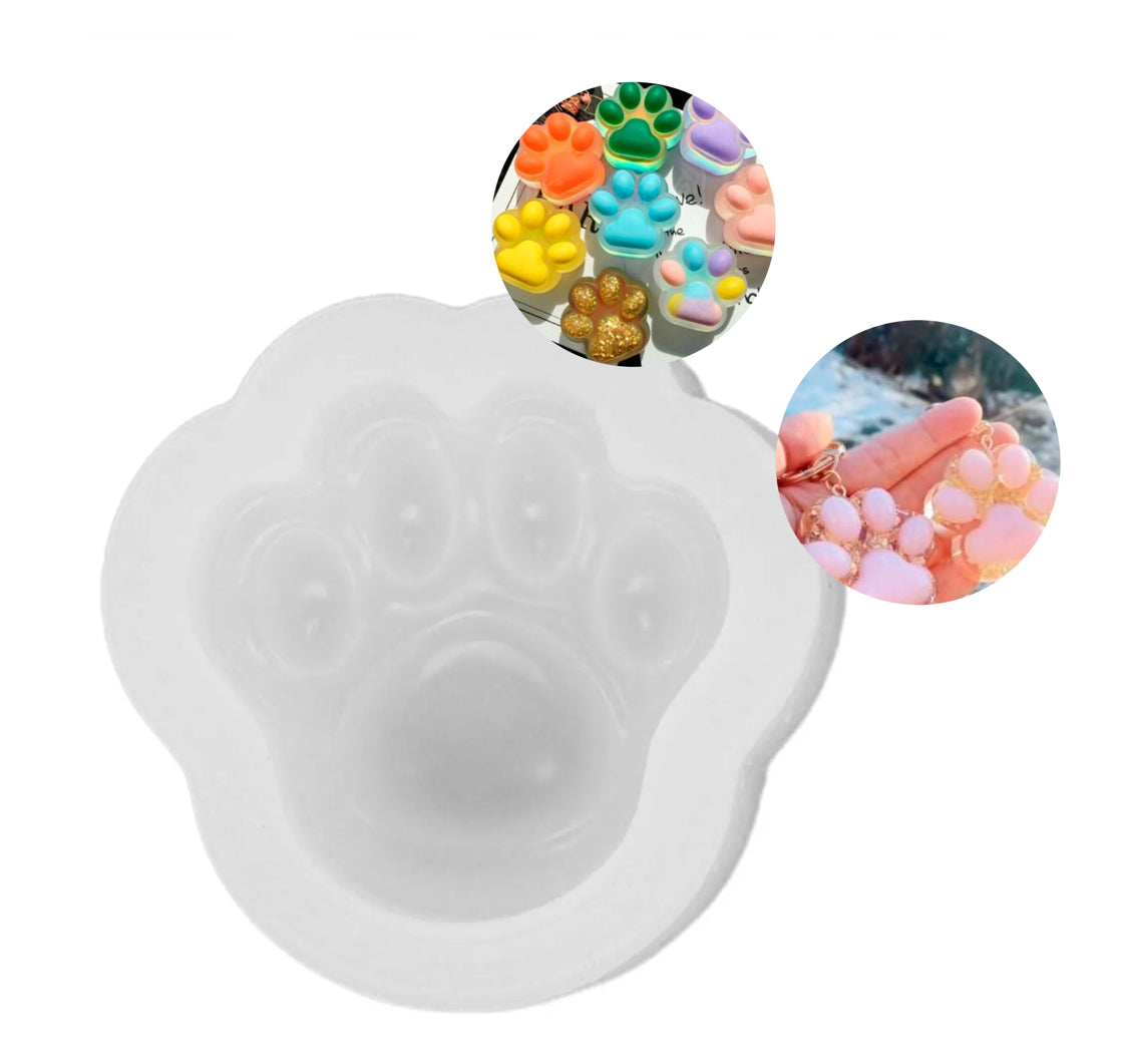 MOLDE SILICONA PATITA GATO PERRO LLAVERO MINI VELA 3CM