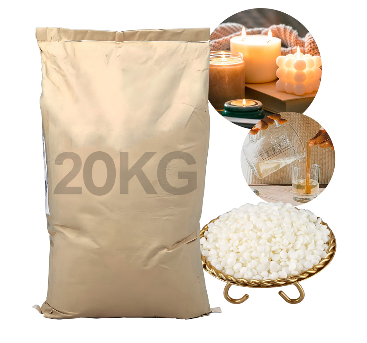 CERA DE SOJA SOYA NATURAL CAJA SIN HUMO BPF VELAS 20 KILOS