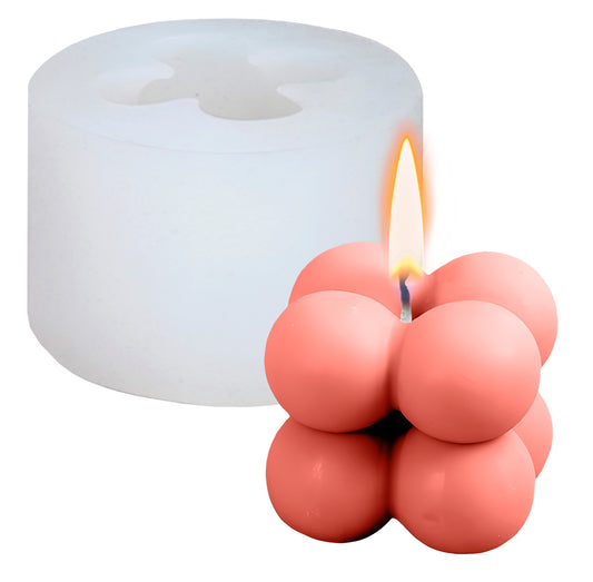 MOLDE DE SILICONA PARA VELAS CUBO PEQUEÑO BURBUJAS 3D DIY