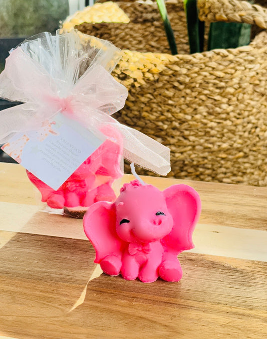 Vela elefante + tarjeta personalizada (todos los colores)