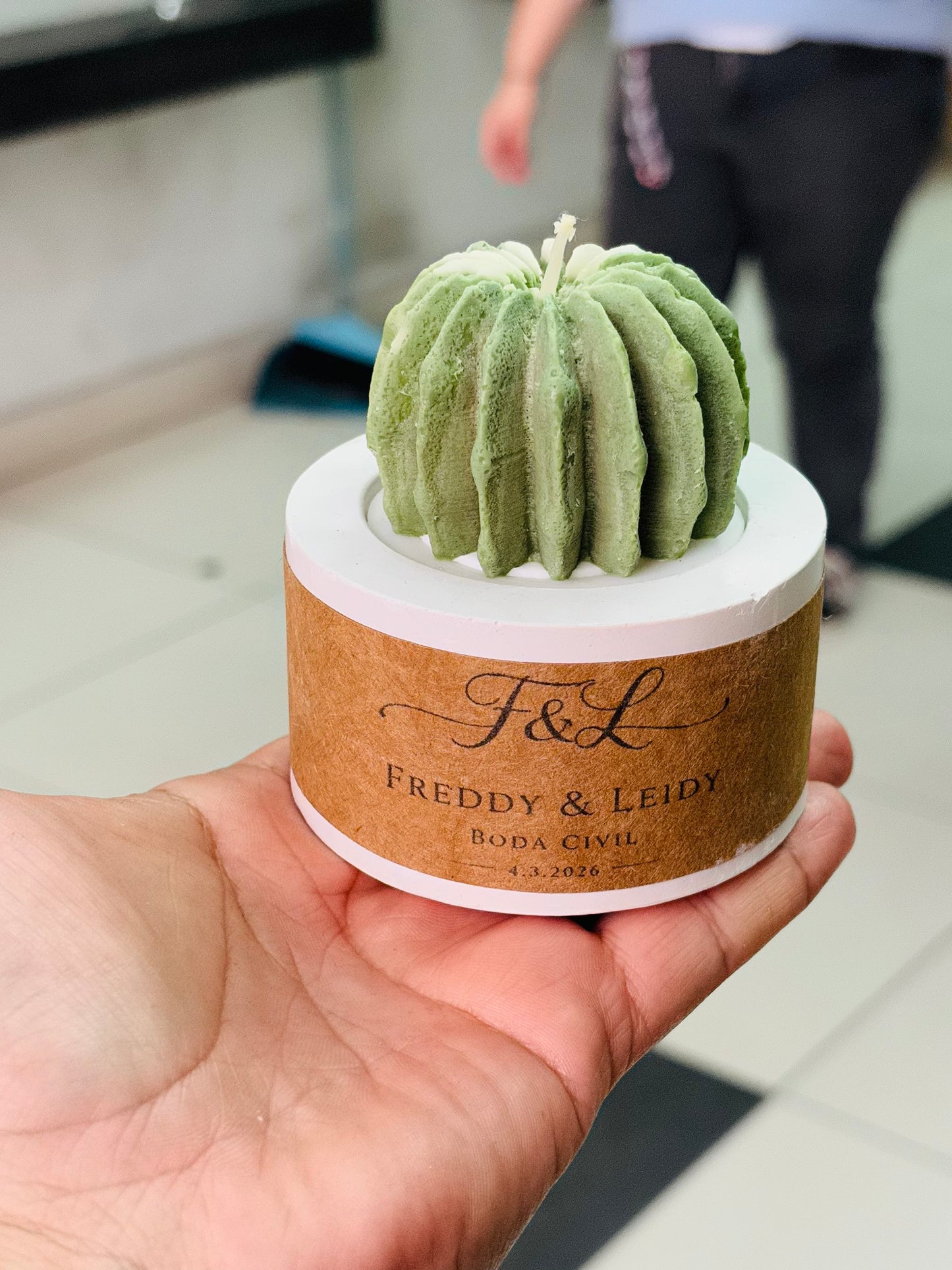 Cactus vela + maceta + personalización docena