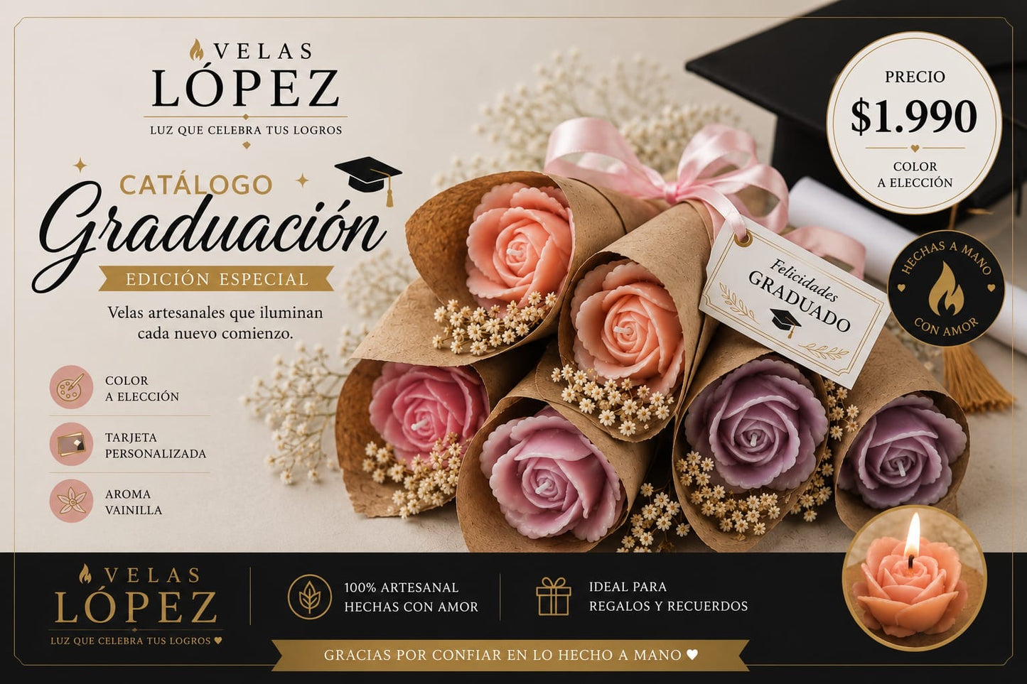 RAMO ROSAS VELAS GRADUACIÓN