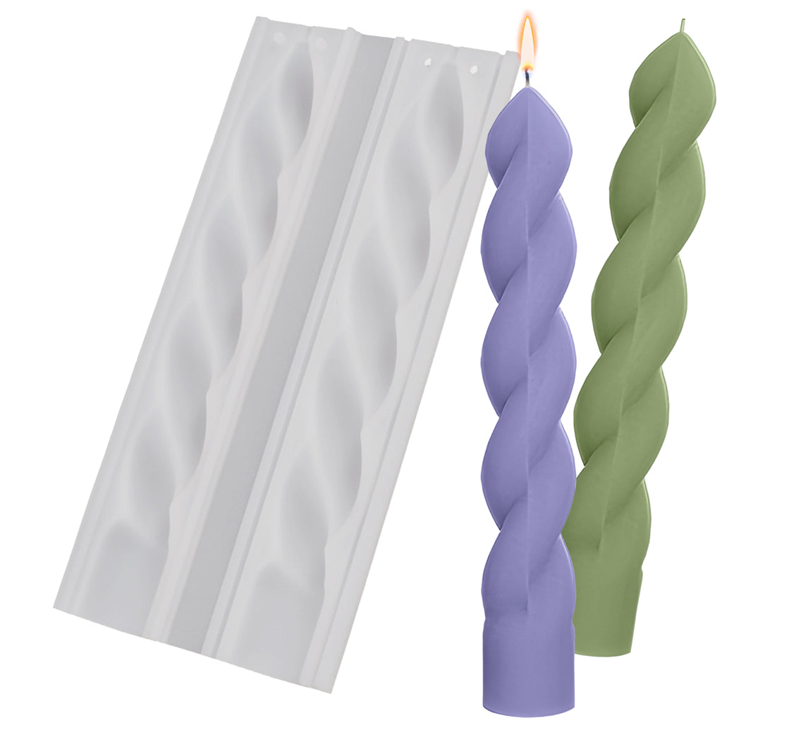 MOLDE DE SILICONA PARA VELA LARGA CON FORMA ESPIRAL 3D