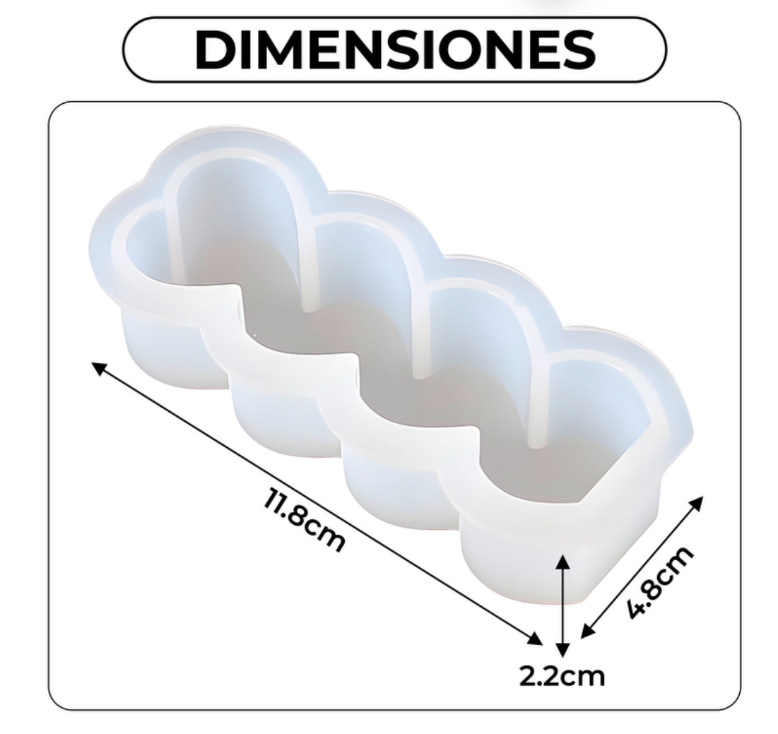 MOLDE DE SILICONA PARA VELA FORMA TORRE CON CORAZONES 3D DIY
