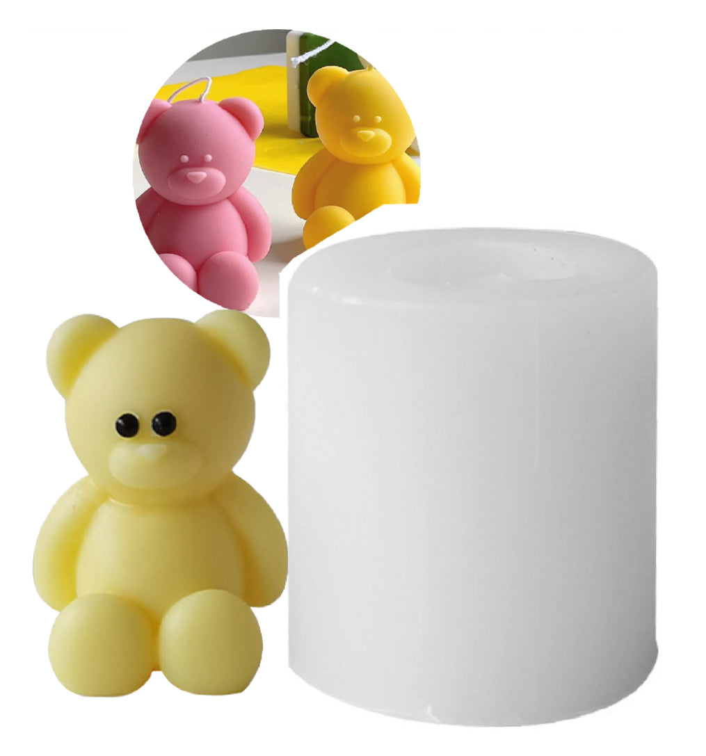 MOLDE DE SILICONA PARA VELA Y JABÓN CON FORMA DE OSO OSITO 4.5X5CM