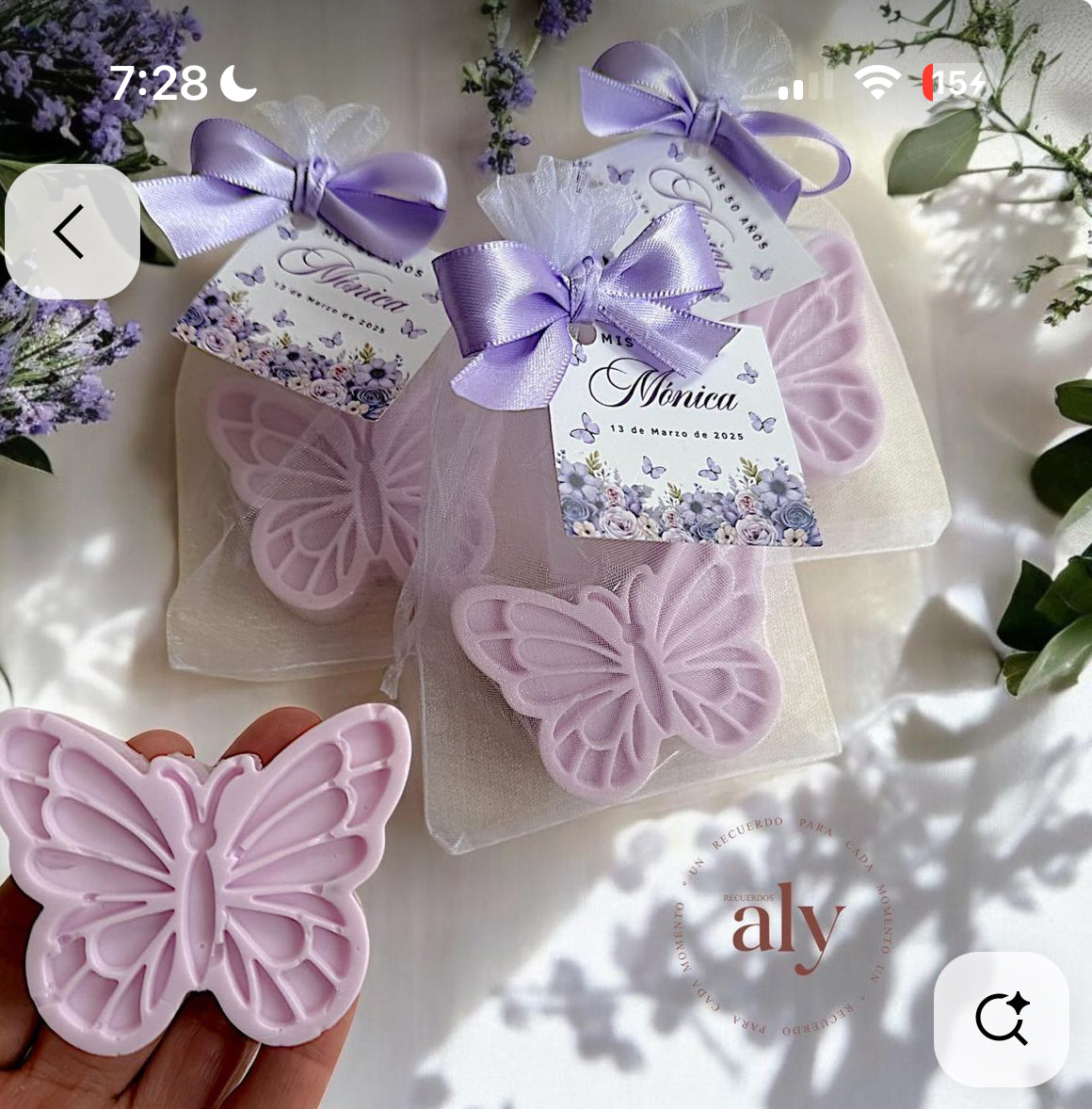 12 VELAS AROMATICAS MARIPOSAS CON TARJETA PERSONALIZADA