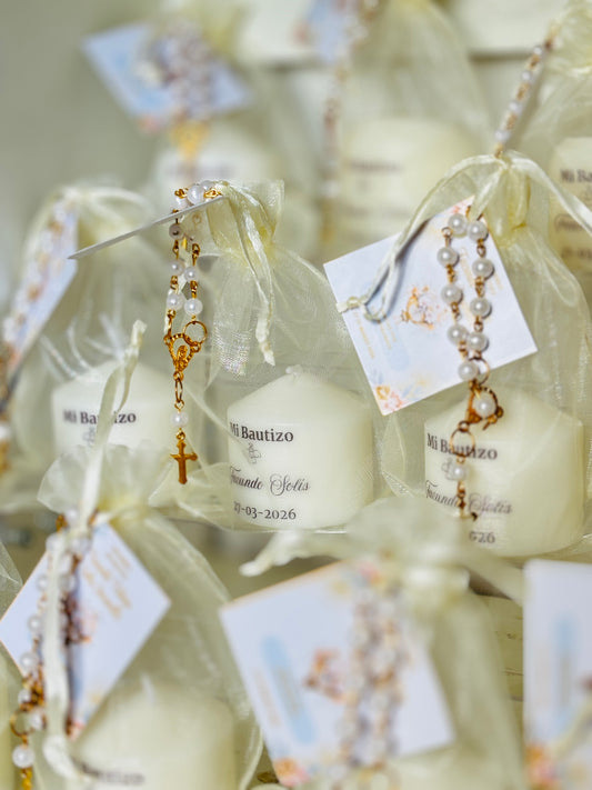 Vela 5x5 estampada + denario y tarjeta