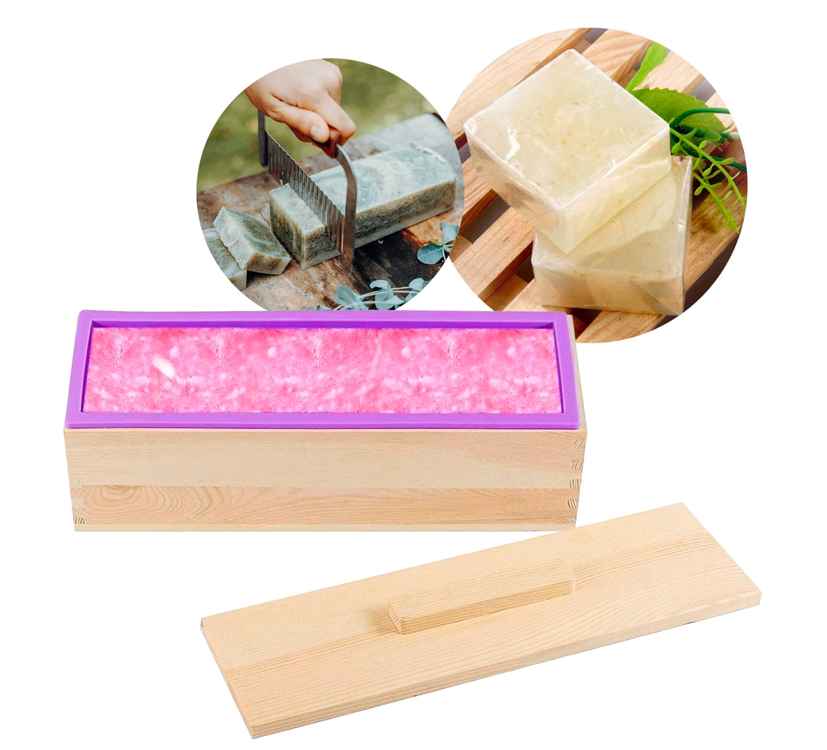 MOLDE RECTANGULAR PARA JABÓN DE SILICONA CAJA MADERA 1 KILO