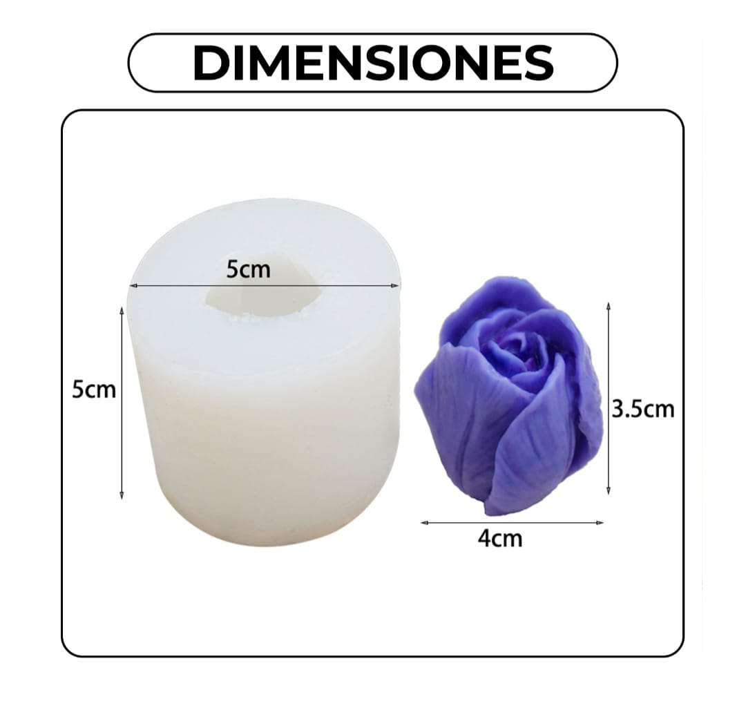 MOLDE SILICONA PARA JABON FONDANT FORMA DE FLOR TULIPAN PARA RESINA EPOXICA, VELAS, JABONES O FONDANT