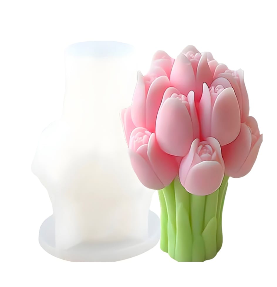 Molde de Silicona Ramo Tulipan Tulipanes Aromaterapia Velas